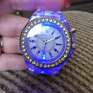 White and clear Geneva Glow watch